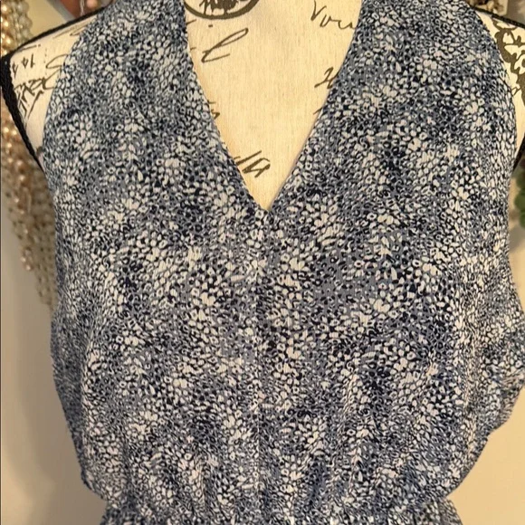 Banana Republic Blue and White Patterned Halter Dress - Picture 2 of 6